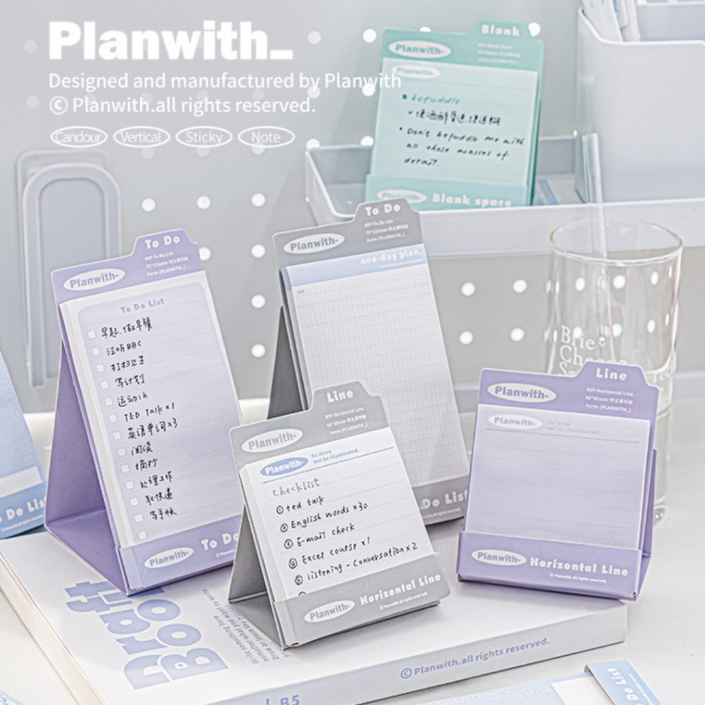 Giấy Note - Set 80 Tờ Giấy Note Có Keo Planwith Kèm Khay Giấy Đựng ...