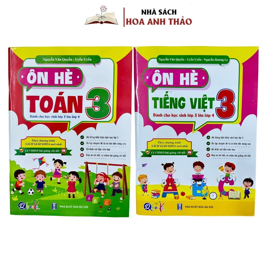 Sách - Bài Tập Ôn Hè Toán và Tiếng Việt 3 - Dành cho học sinh lớp 3 lên 4 - Có Video Bài Giảng Chi Tiết (Bộ 2 quyển)