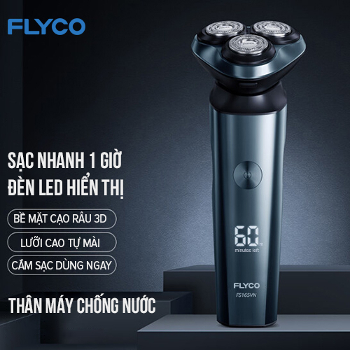 Ảnh Máy Cạo Râu Flyco 3 Lưỡi Kép FS165VN Thân Máy Kháng Nước Sạc Nhanh 1 Giờ - Hàng Chính Hãng 2