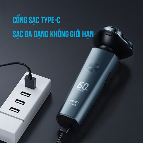 Ảnh Máy Cạo Râu Flyco 3 Lưỡi Kép FS165VN Thân Máy Kháng Nước Sạc Nhanh 1 Giờ - Hàng Chính Hãng 3