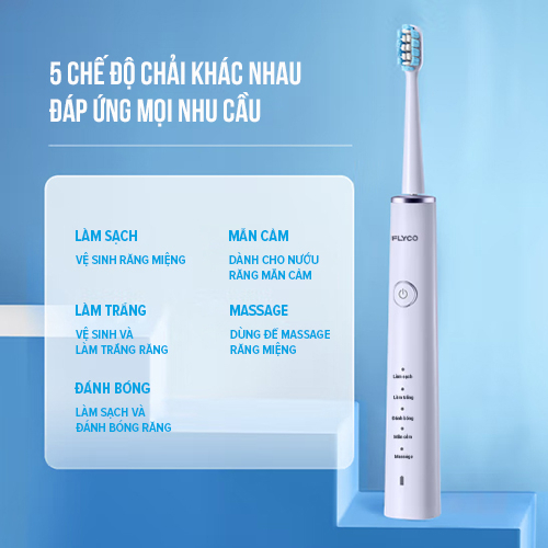 Ảnh Bàn Chải Sóng Âm Điện Flyco FT7108VN Kháng Nước 5 Chế Độ Làm Sạch Chuẩn Nha Khoa - Hàng Chính Hãng 4