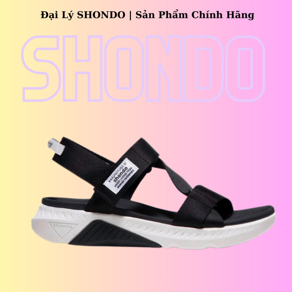 Ảnh Giày Shondo Sandals F7 Racing F7R0010 đế trắng phối đen quai đen 1