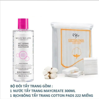 Combo Nước Tẩy Trang Maycreate 300ml và Bông Tẩy Trang 222 Miếng