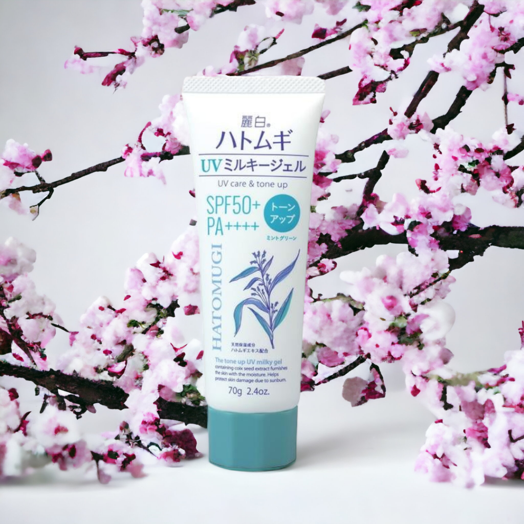Gel Chống Nắng Nâng Tone Hatomugi UV Care & Tone Up Milky Gel SPF50+ Pa++++ Mint Green (Tuýp 70g)