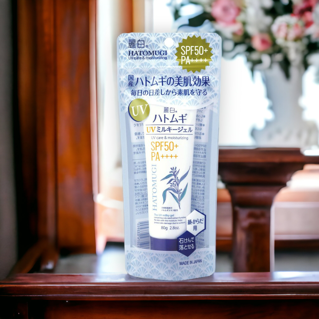Gel Chống Nắng Dưỡng Ẩm Và Sáng Mịn Da Reihaku Hatomugi UV Care & Moisturizing The UV Milky Gel 80g