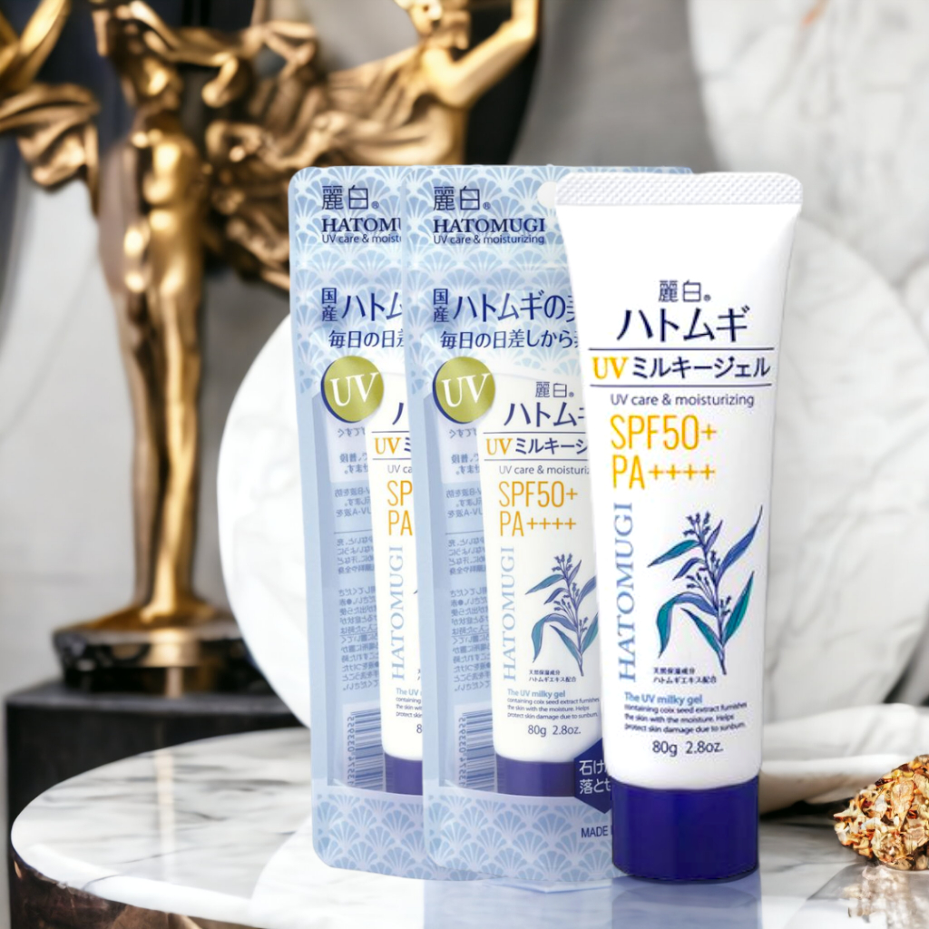 Gel Chống Nắng Dưỡng Ẩm Và Sáng Mịn Da Reihaku Hatomugi UV Care & Moisturizing The UV Milky Gel 80g