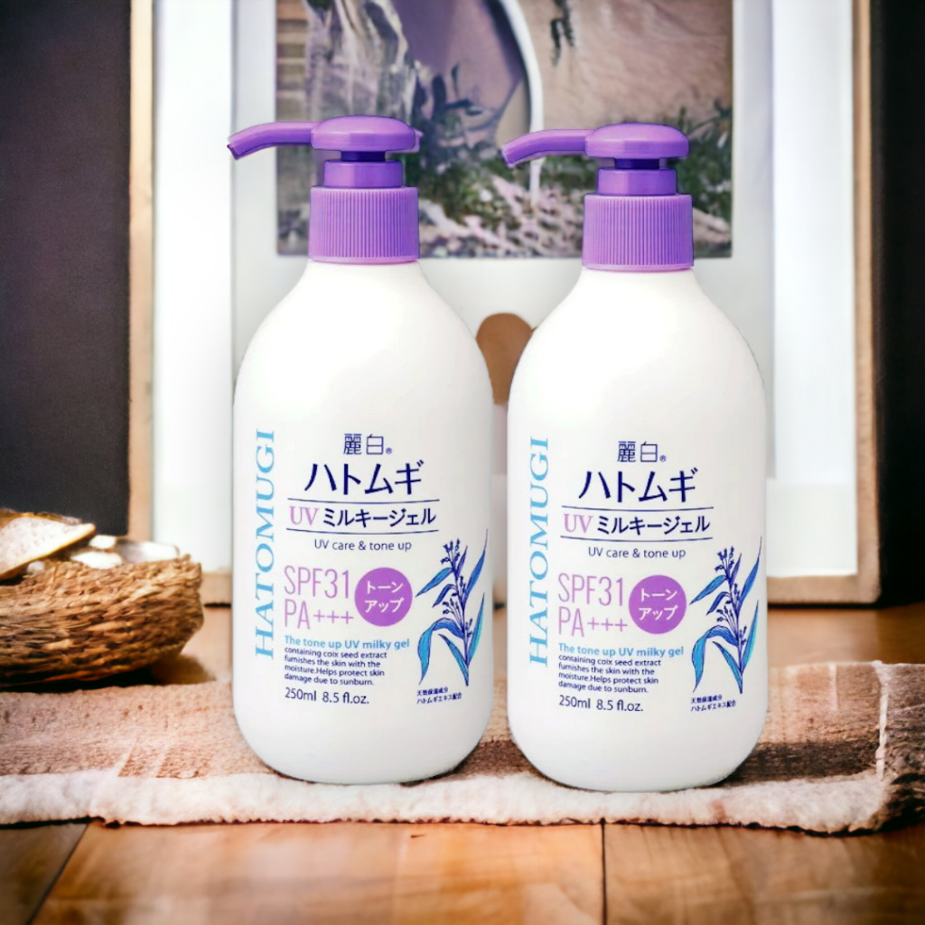Sữa Dưỡng Thể Chống Nắng Nâng Tone Da Hatomugi UV Care & Tone UP Milky Gel SPF31 PA+++ (250mL)
