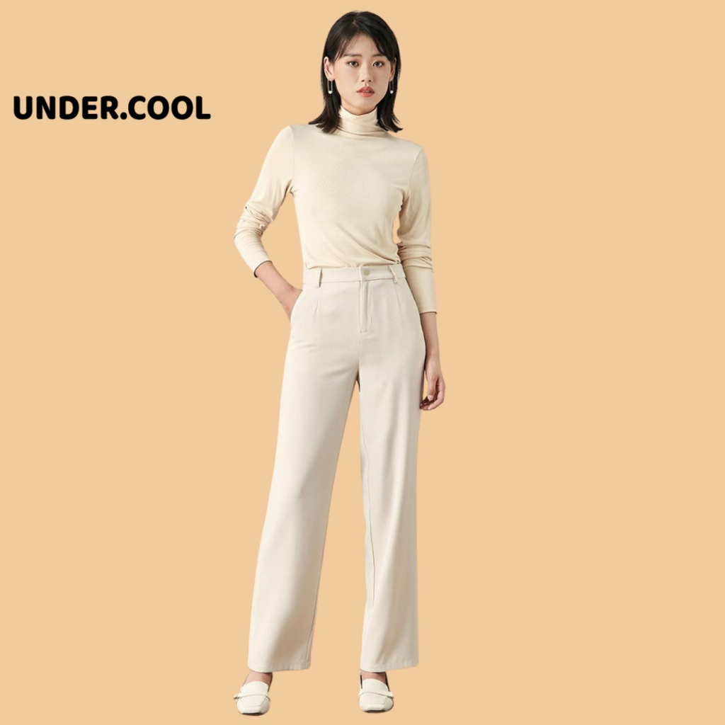 Quần dài công sở ống rộng Nữ UNDERCOOL Ống Rộng Dáng Suông Lưng Cao Kiểu Hàn Quốc QD11