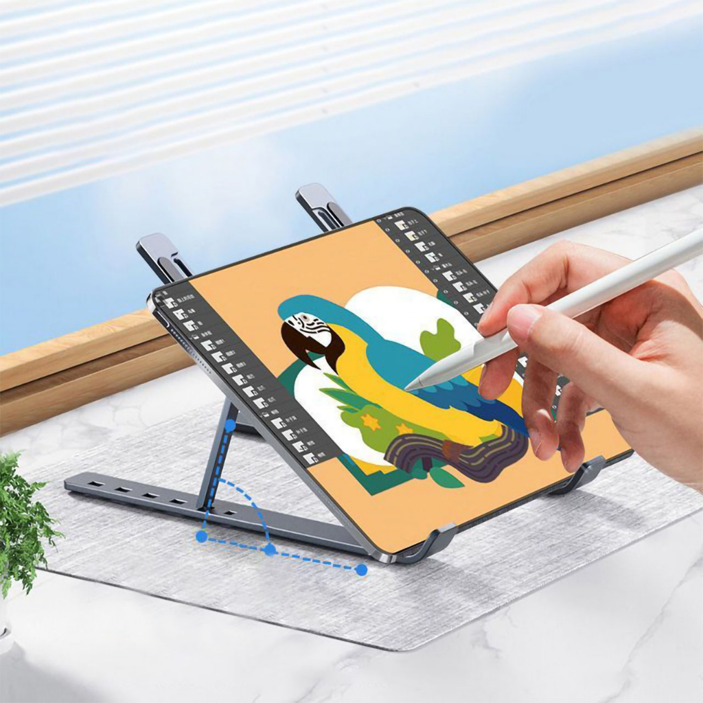 Giá Đỡ Laptop, Giá Đỡ Ipad, Macbook Bằng Nhôm Đúc Có Thể Điều Chỉnh Được Độ Cao, Đế Tản Nhiệt Kê Laptop, Giá Đỡ Máy Tính