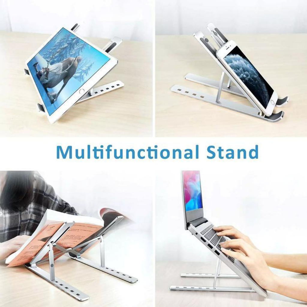 Giá Đỡ Laptop, Giá Đỡ Ipad, Macbook Bằng Nhôm Đúc Có Thể Điều Chỉnh Được Độ Cao, Đế Tản Nhiệt Kê Laptop, Giá Đỡ Máy Tính