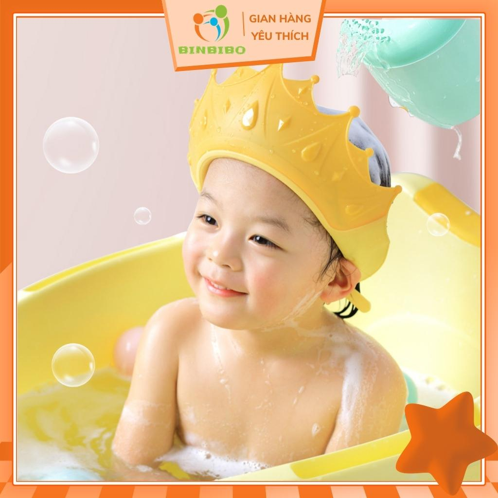 Mũ gội đầu chắn nước vương miện cho bé nhựa PP, có thể điều chỉnh vòng đầu - Binbibo