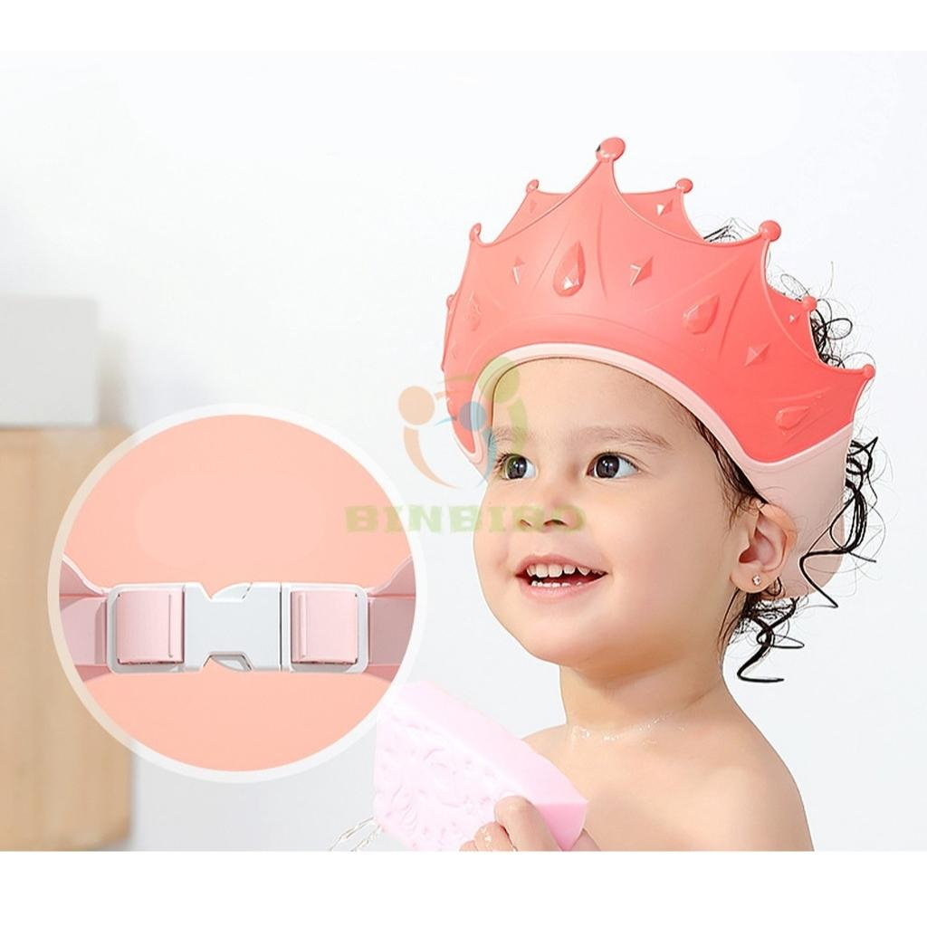 Mũ gội đầu chắn nước vương miện cho bé nhựa PP, có thể điều chỉnh vòng đầu - Binbibo