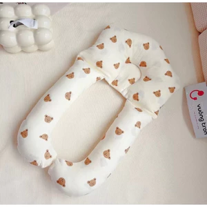 Gối chữ U cho bé, Gối ôm chặn đang năng cho trẻ sơ sinh chống giật mình vải Xô Muslin cao cấp Tiệm Nhà Bơ