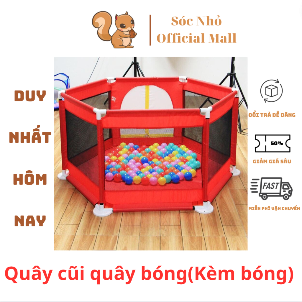 TẶNG 10 BÓNG Quây Bóng lục giác Quây Cũi Kiêm Nhà Bóng Khung Inox Tặng Kèm Bóng Đa Sắc Đủ màu