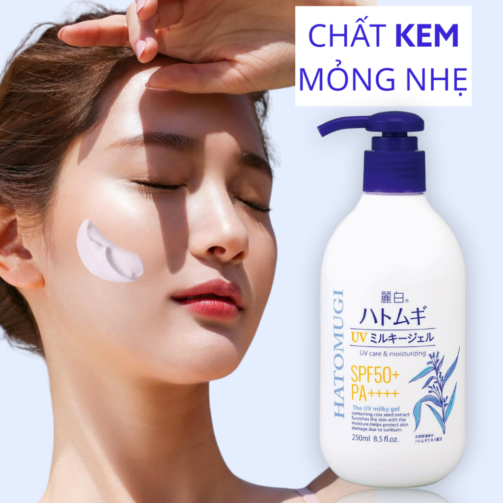 Gel Dưỡng Thể Chống Nắng Reihaku Hatomugi UV Care & Moisturizing Milky Gel (250mL)