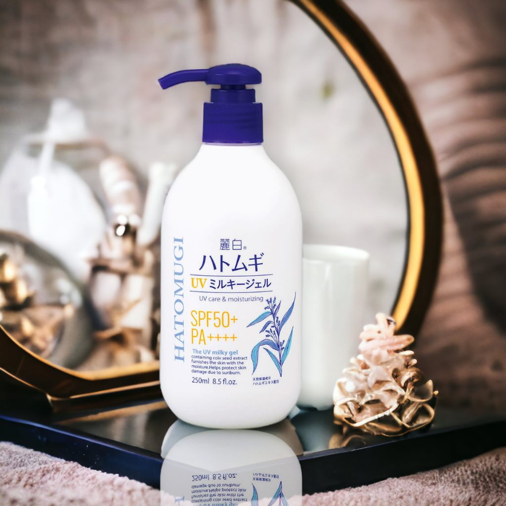 Gel Dưỡng Thể Chống Nắng Reihaku Hatomugi UV Care & Moisturizing Milky Gel (250mL)