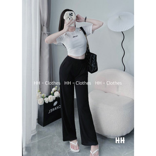 Set Bố Đồ Nữ Áo Croptop Tăm Vạt Bầu Khoét Vai Mix Quần Suông Ống Rộng Freesize