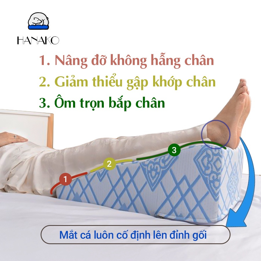 Gối Kê Chân HANAKO 22cm – Gối Kê Chân Chuyên Dụng Giảm Tê Mỏi, Hỗ Trợ Tuần Hoàn