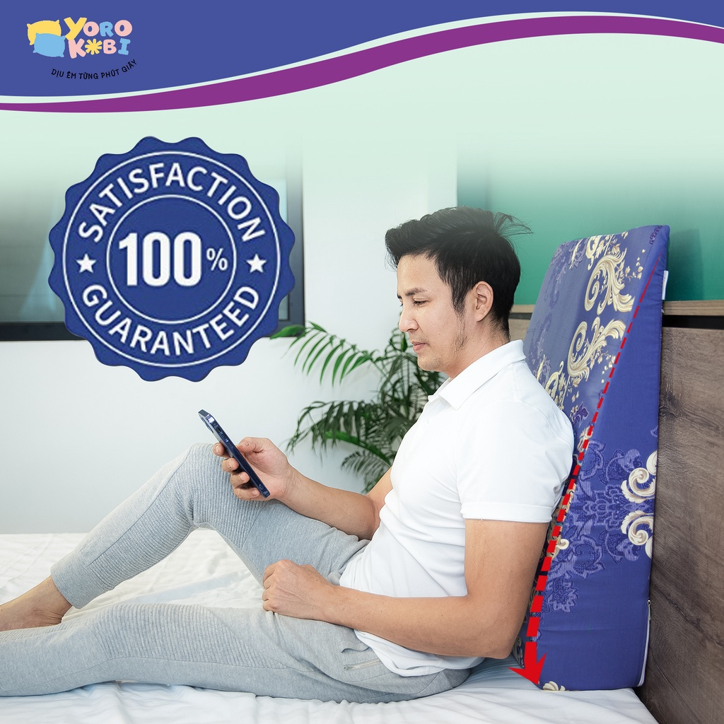 Gối chống trào ngược dạ dày YOROKOBI cao 16cm bo tròn dỉnh chống thoái hóa vai gáy