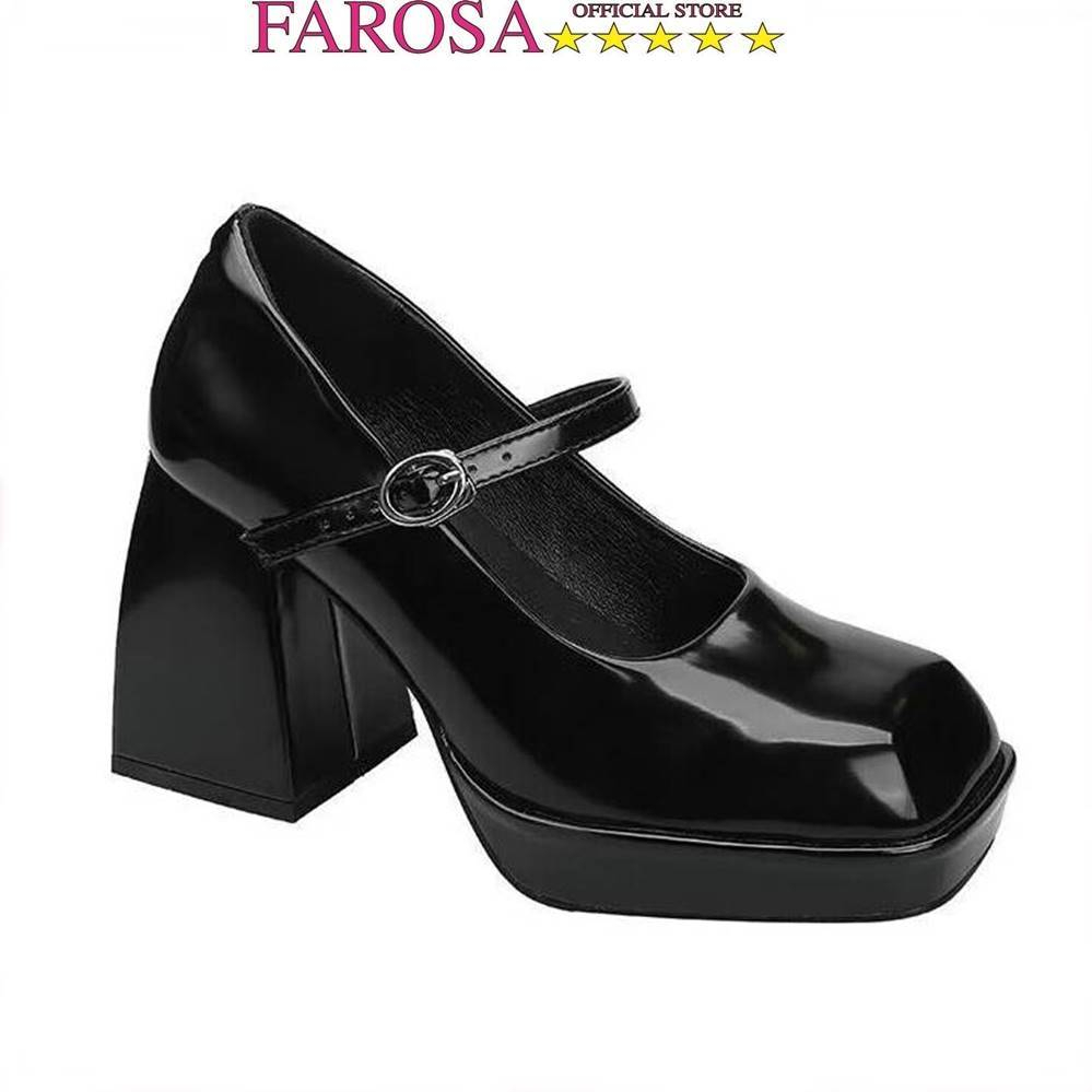 Giày Cao Gót Nữ Đế Dày Mũi Vuông 2 Màu đen và trắng FAROSA - K76 gót 10cm cực xinh