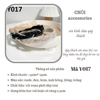 Bờm tóc tết voan lưới phối dây ngọc trai nhân tạo tiểu thư Chồi accessories - Y017