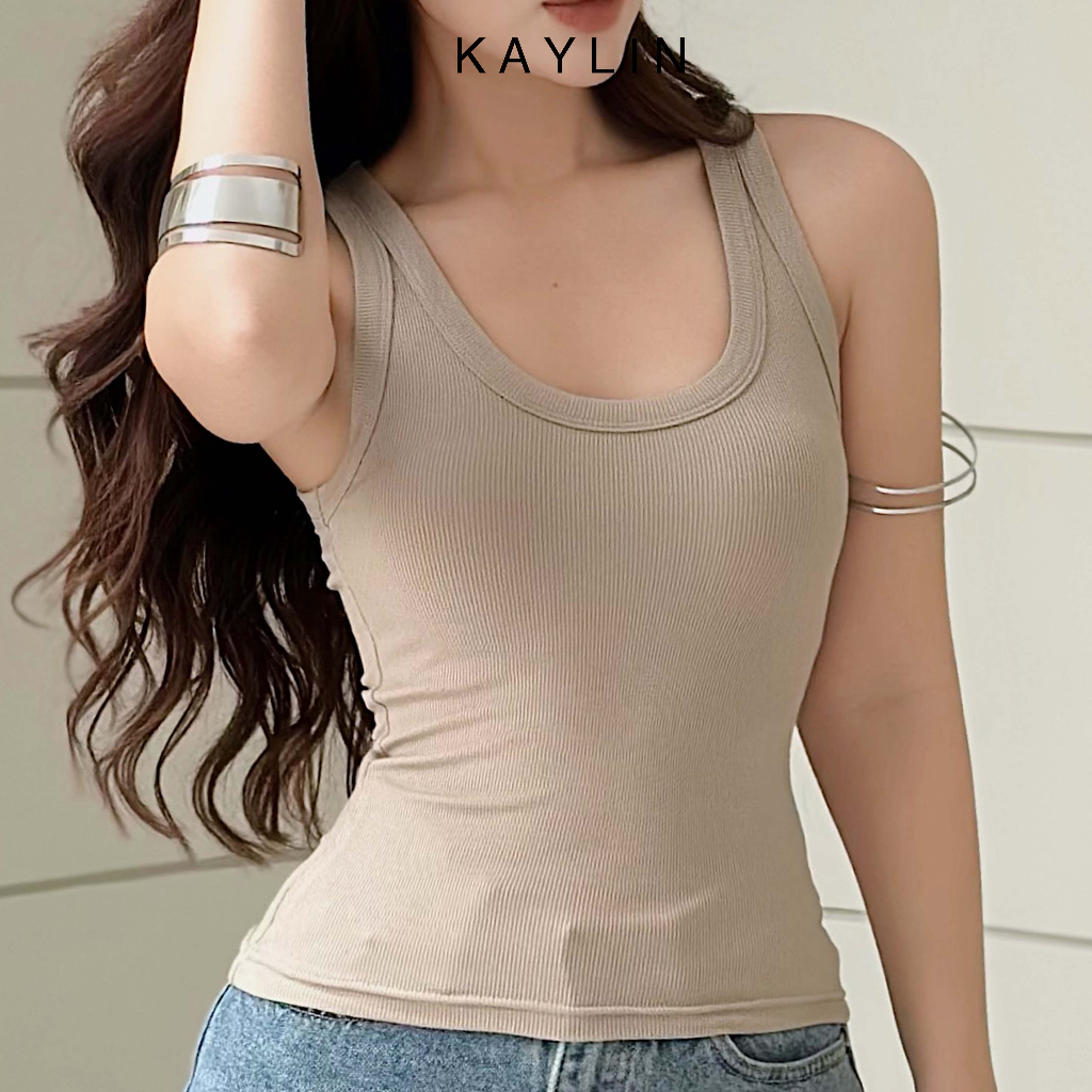 Ảnh Áo thun ba lỗ KAYLIN Basic khoét cổ form ôm chất vải thun co giản thoải mái mát mẻ - N2006 3
