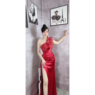 Đầm dạ hội 1 vai đính ngọc cao cấp-TN TẶNG KÈM HOA TAI THỜI TRANG