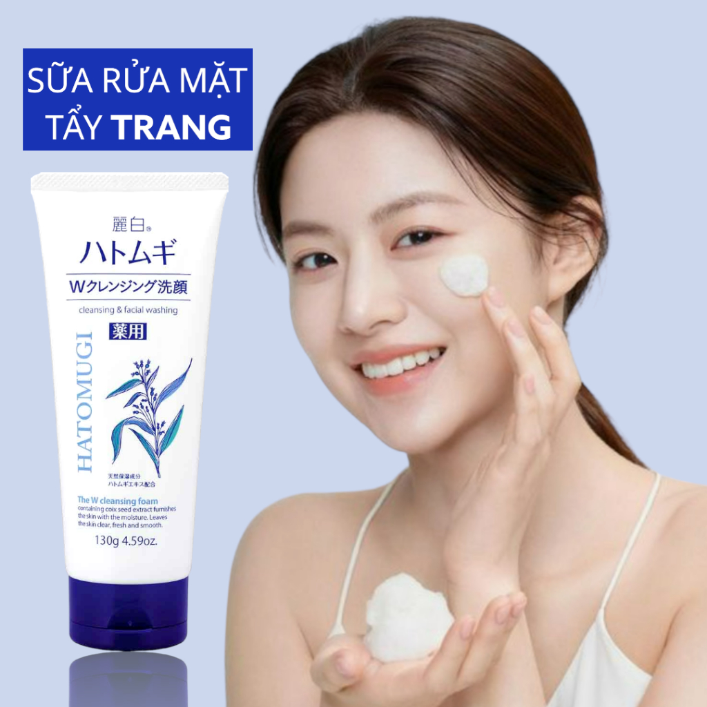 Sữa Rửa Mặt Tẩy Trang Và Dưỡng Trắng Da Reihaku Hatomugi (Tuýp 130g)