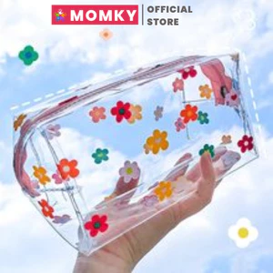 Túi Đựng Bút Trong Suốt/ Túi Đựng Mỹ Phẩm Trong Suốt Họa Tiết Hoa/ Trái Bơ/ Snoopy/ Móc khóa tiện lợi TB 008 Momky