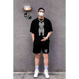 Bộ Thể Thao Phông Phối Hình Chó 5D Quần Áo, Set Cotton Khô Mềm Mịn Cao Cấp Thấm Hút Mồ Hôi Tốt
