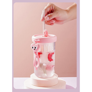 Ly uống nước thủy tinh detox có lọc trà và ông hút 450 ml loại tốt - bình đựng nước