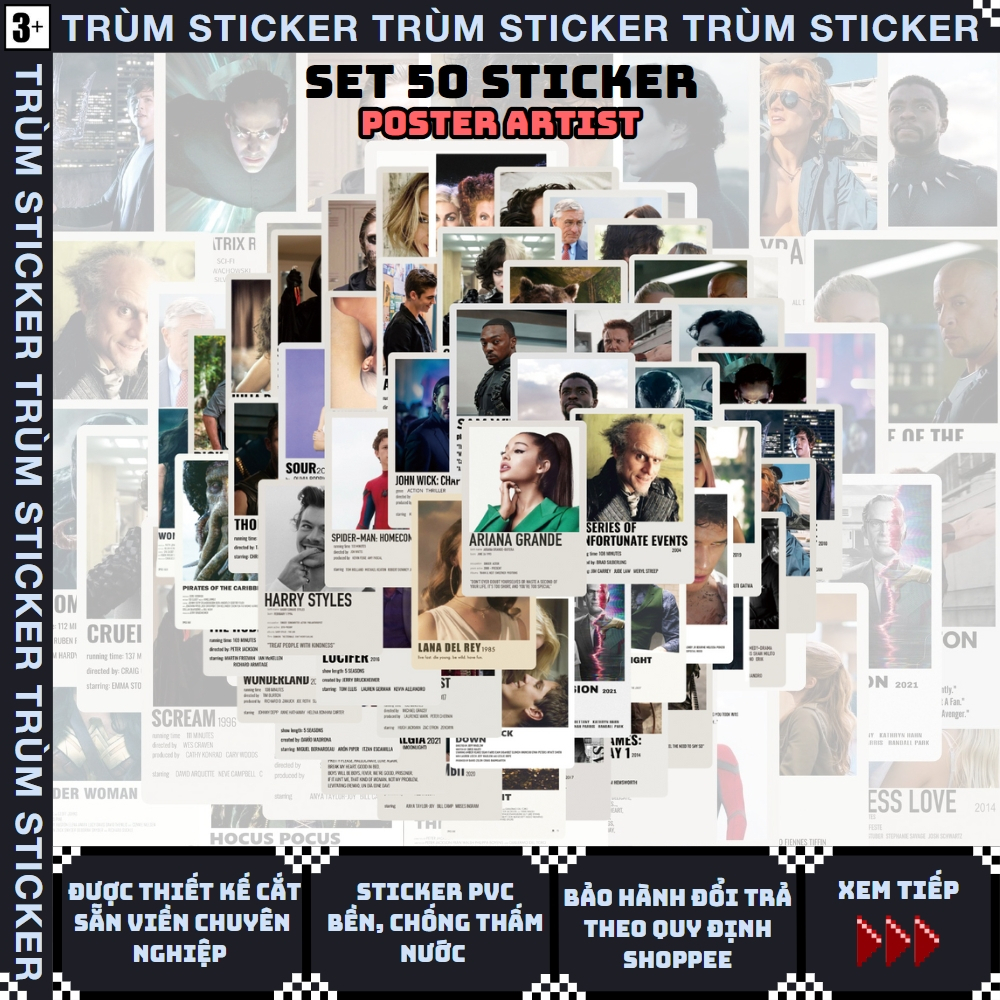 Set 50 Stickers, Hình dán Phim ảnh và Nghệ sĩ- movie,idol star- Trang ...