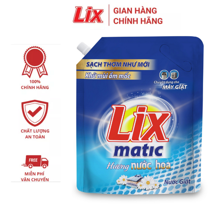 Ảnh Nước giặt Lix Matic hương nước hoa túi 3.2kg giặt tẩy mọi vết bẩn cứng đầu máy giặt cửa trước NGM04 - Lixco Việt Nam 2