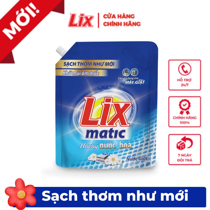 Ảnh Nước giặt Lix Matic hương nước hoa túi 3.2kg giặt tẩy mọi vết bẩn cứng đầu máy giặt cửa trước NGM04 - Lixco Việt Nam 3