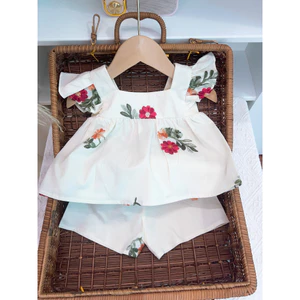 Set bộ bé gái hoa thêu kiểu dáng cánh tiên size 6-16kg Tiệm Nhà Bơ