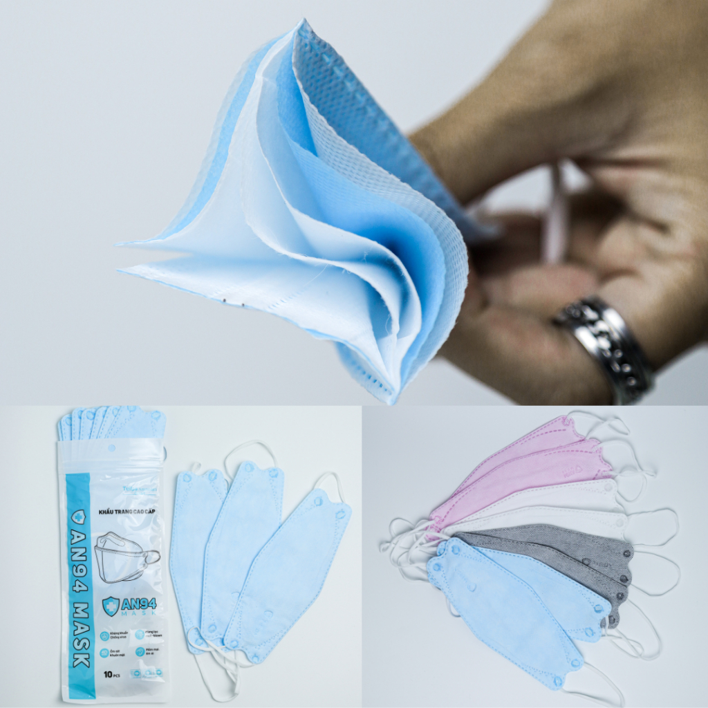 Khẩu trang y tế 4D AN94 Mask 4 lớp có giấy lọc kháng khuẩn thùng 300 chiếc - Tulips