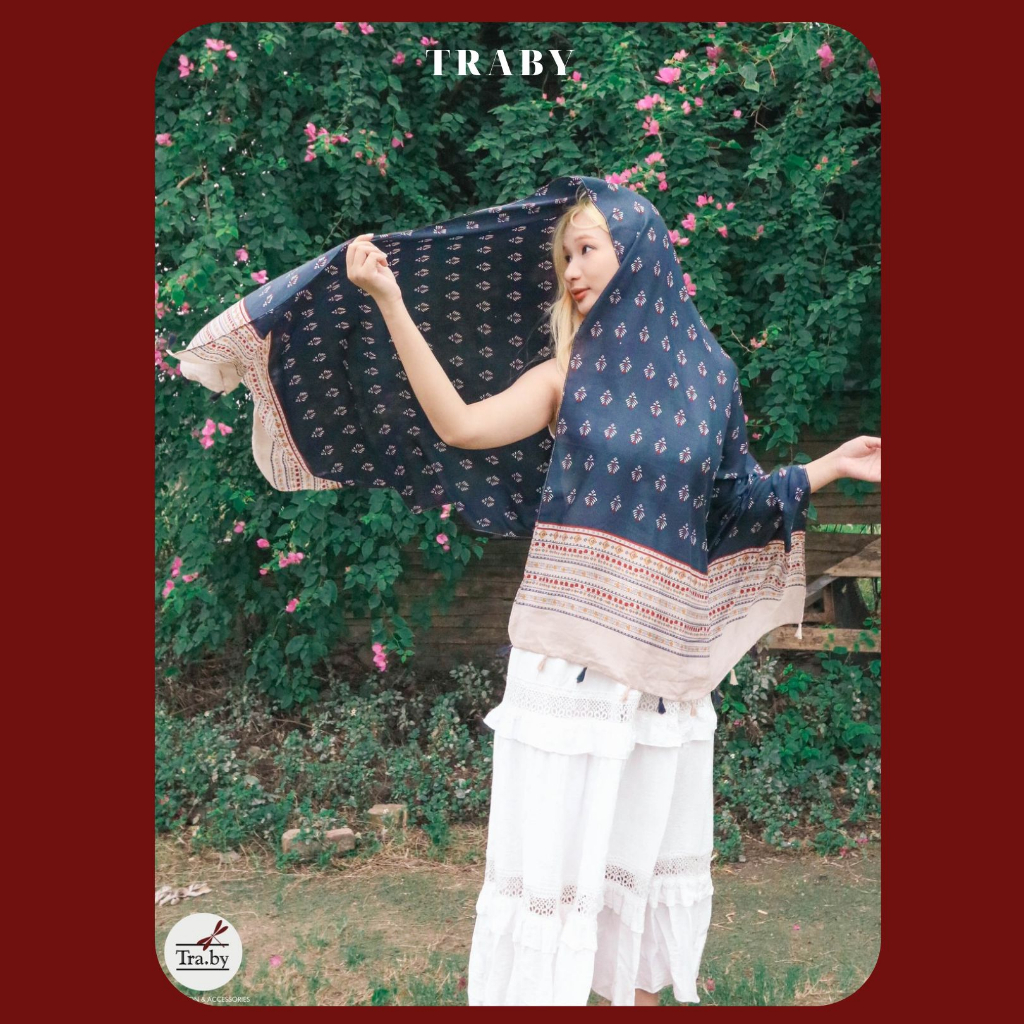 Khăn choàng boho đi biển đa năng Traby - Nền đen chân thổ cẩm | Shopee ...