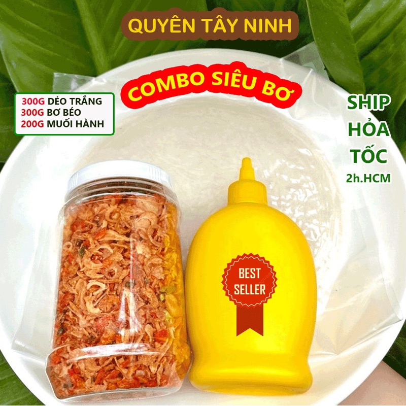 COMBO Bánh tráng phơi sương cuộn Muối tép Hành phi, Bơ Béo, Tóp Mỡ Mắm Tỏi, Sốt Tắc, Ớt Rim