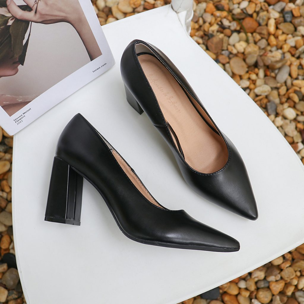 Giày cao gót 7p nữ Emmy Pump Heels mũi nhọn gót trụ vuông thời trang công sở bAimée & bAmor - MS3025