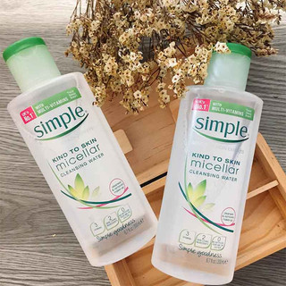 Nước tẩy trang Simple Micellar  làm sạch da, không chứa cồn, không gây khô rát 200ml