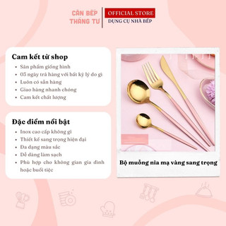 Thìa inox nĩa inox cao cấp mạ vàng nhiều màu sắc sang trọng bền bỉ dày dặn MNI02