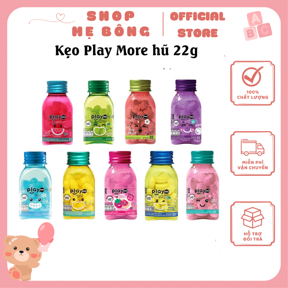 Kẹo ngậm PLAY MORE Sugar Free đủ vị (lọ 22g)