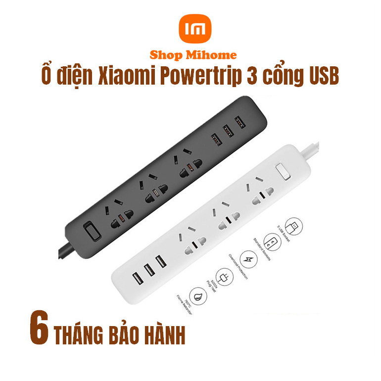 Ổ điện Xiaomi Mi Power Strip 3 cổng USB 2A tiện lợi