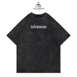 Áo thun Talisman Wash in , Áo wash in chữ trắng cách điệu