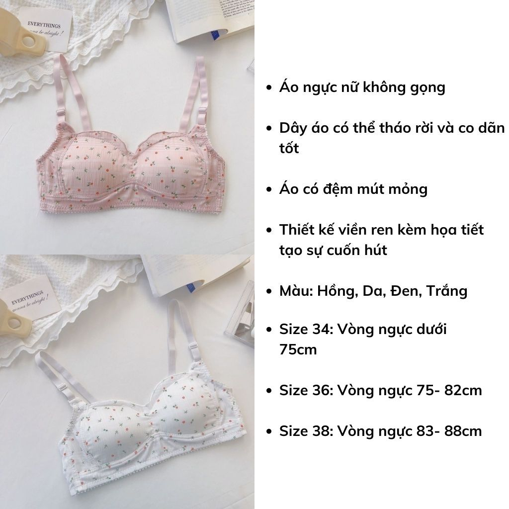 Áo lót nữ không gọng đệm mút mỏng ôm ngực, áo ngực nữ phối ren kèm họa tiết đẹp và cute LANIXA A739