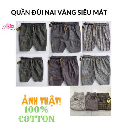 COMBO 5 QUẦN ĐÙI NAM CON NAI VẢI COTTON MỀM MÁT LẠNH THOẢI MÁI VẬN ĐỘNG THỂ THAO AKIRA