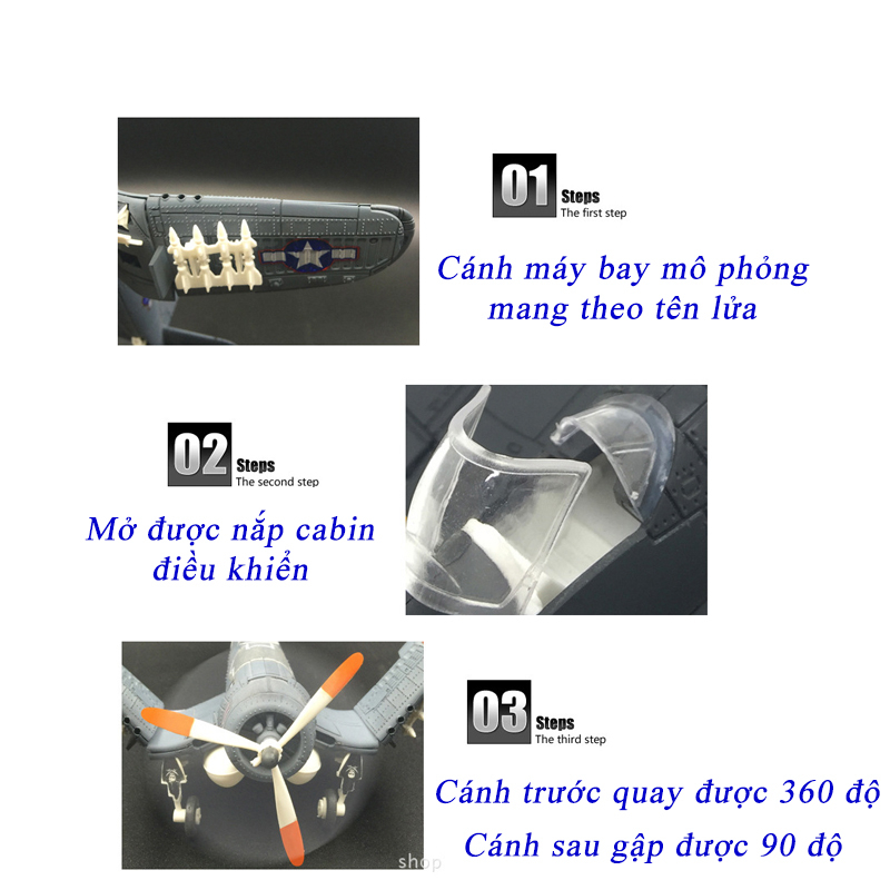 Ảnh Đồ chơi mô hình lắp ghép 4D KAVY máy bay chiến đấu CORSAIR phiên bản trên tàu sân bay nhựa ABS an toàn 2