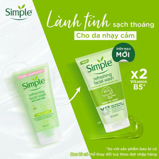 Sữa Rửa Mặt Simple Kind To Skin Moisturising Facial Wash và  Refreshing Facial Wash – 150ml