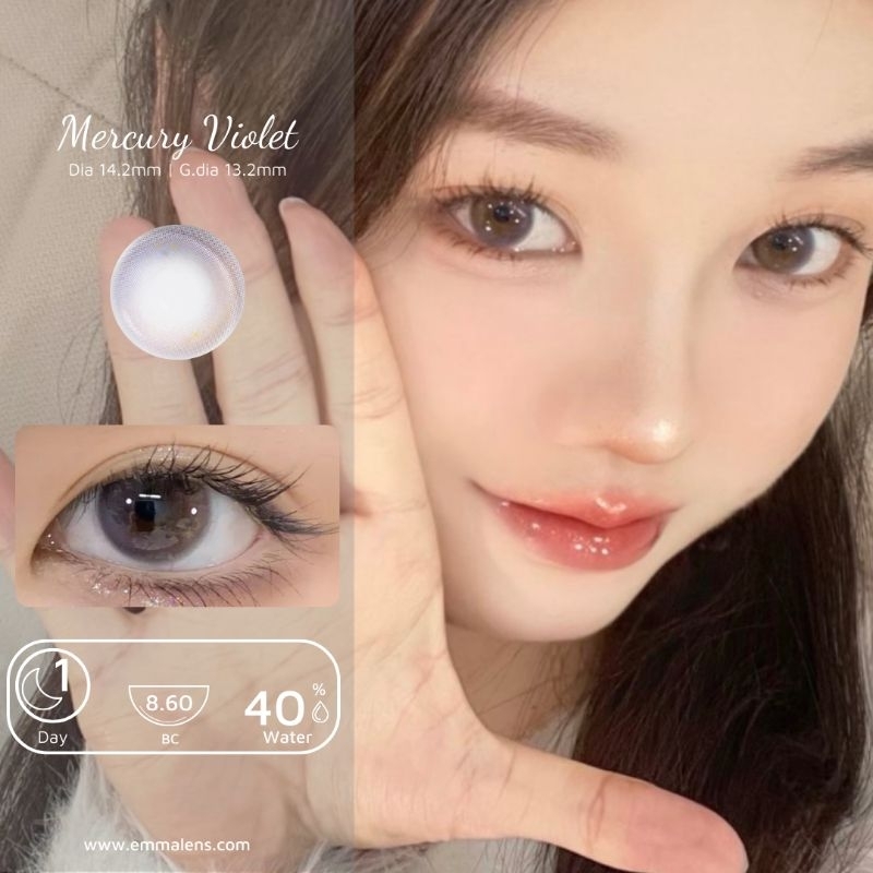 🌸 Kính áp tròng 1 ngày Mercury Violet - Lens 1 ngày màu tím baby / Emma Super Mini Contact Lens 🌸