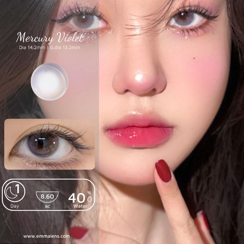 🌸 Kính áp tròng 1 ngày Mercury Violet - Lens 1 ngày màu tím baby / Emma Super Mini Contact Lens 🌸